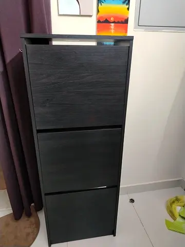 3-Drawer Black Shoe Cabinet (IKEA) — perfect Condition