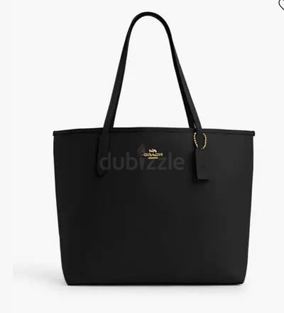 Original Coach - Black leather tote bag with brown interior - Coach City Tote