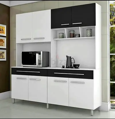 Modern Black and White Kitchen Cupboard Unit