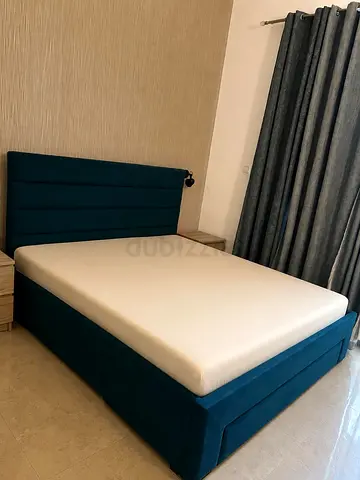 Beautiful Navy Blue King Size Bed With Extra Storage in Perfect Condition