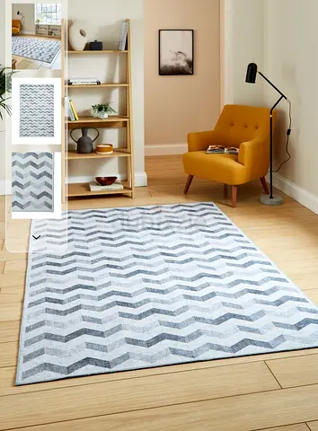 Light Grey Chevron Area Rug – Modern Geometric Pattern, 160x230cm (approx.)