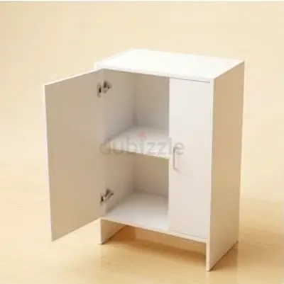 White 2-Door Compact Cabinet with Shelf - Good Condition
