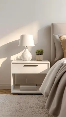 Modern White Nightstand with Drawer