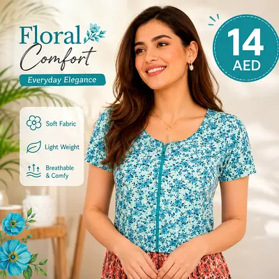 Lightweight Floral Short-Sleeve Womens Top