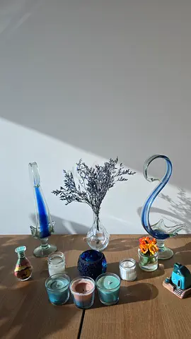 Assorted Decorative Candles, Vases and Glass Ornaments
