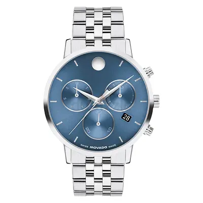 Movado Museum Classic Mens Watch with Blue Dial and Stainless Steel Bracelet