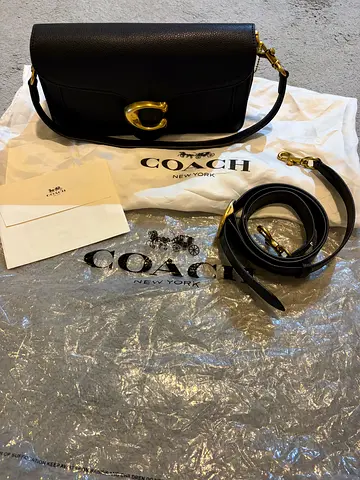 Coach Black Leather Shoulder Bag with Extra Strap