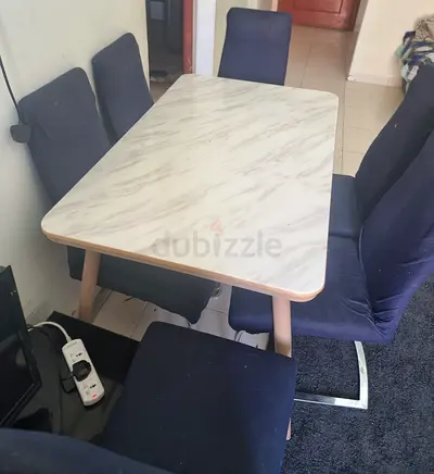Marble Top Dining Table with Chairs