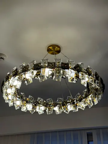 Modern circular crystal ceiling chandelier - ring light fixture