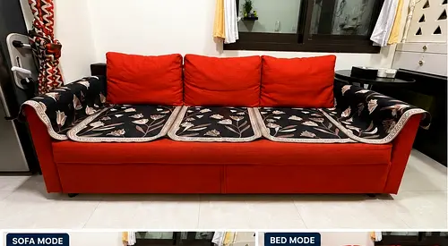 IKEA 3-seater red sofa bed with storage, good condition