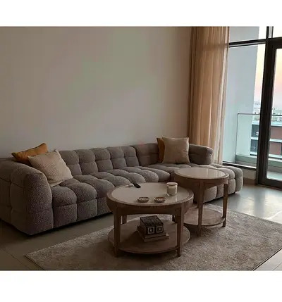 Modern Grey Tufted Sectional Sofa