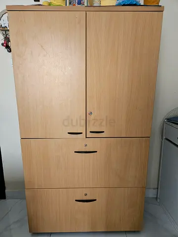 Light Wood 3-Door Wardrobe / Storage Cabinet with Locks