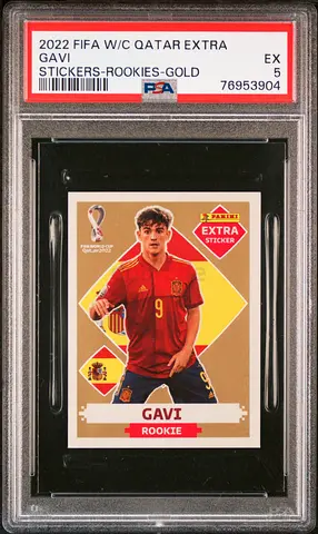 Gavi, 2022, Panini, FIFA World Cup Qatar, Stickers Rookies Gold, PSA 5
