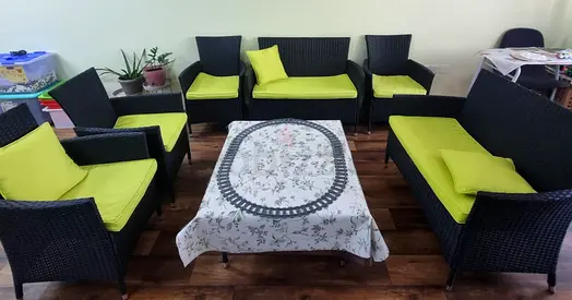 Wicker Garden 8 seater Furniture Set with Lime Green Cushions