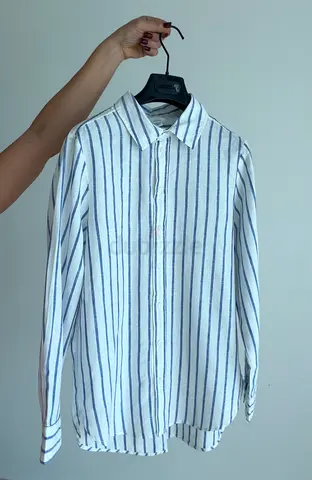 HM Linen Blend Striped Shirt | New | Size S