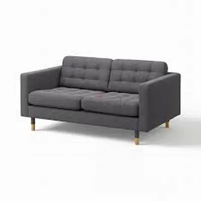 Gray 2-Seater Fabric Sofa — Modern Compact Loveseat