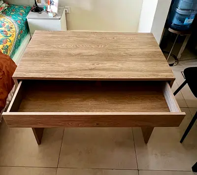 Wooden Office Desk / Side Table with Drawer - Light Oak Finish