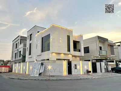 A distinctive villa in Al Yasmin area - Ajman, two floors + roof, strategic corner location, including water, electricity and air conditioning
