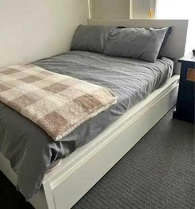 Ikea Queen size bed with mattress two storage drawers available in perfect condition