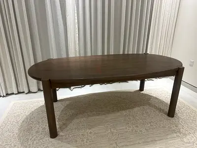 Solid Wood Oval Dining Table - Seats 6, Dark Finish