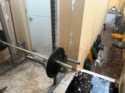 Complete Home Gym Set – Bench Press Rack, 2 Barbells, Weight Plates Locks