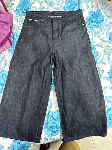 Dark grey straight leg loose fit jeans