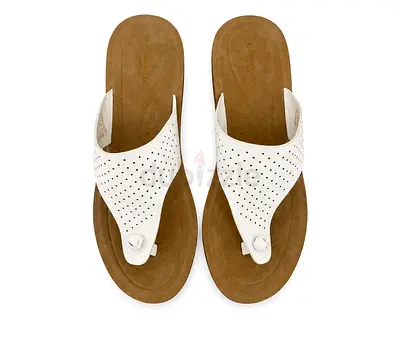 White perforated leather thong sandals - size 39 , never used
