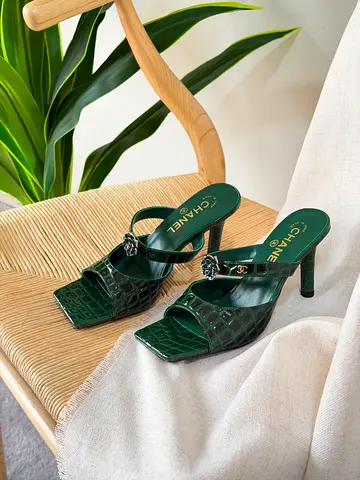 Chanel womens premium quality heels in green color