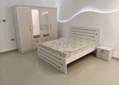 Modern White Bedroom Set with Wardrobe Bed and Nightstand