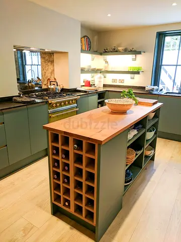 Modern design Kitchen Island with Built-in Wine Rack and Shelving