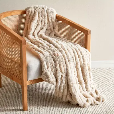 Craster Rabbit Fur Mink Blanket -200x240 cm Beige