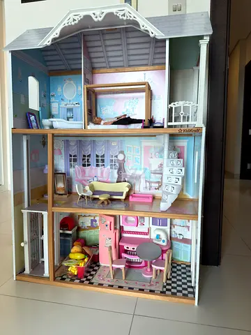Large KidKraft Wooden Dollhouse with Furniture – Fully Assembled