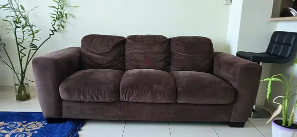 5-seater brown fabric sofa in good condition