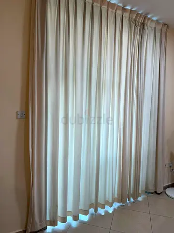 Cream Pleated Window Curtains