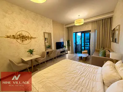 Furnished Studio | SOL Bay | Courtyard & Pool View
