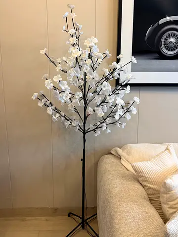 White Artificial Blossom Floor Tree - Decorative Home Accent