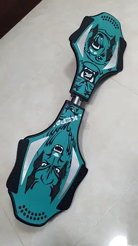 Teal Two-Wheel Caster Waveboard with Graphic Print