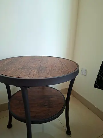 Round 2-Tier Side Table with Wood Finish