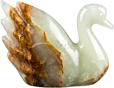 Onyx Swan Sculpture - Decorative Stone Figurine-11x8x4cm