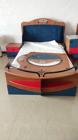 Childrens Pirate Ship Themed Bed with Matching Nightstands, wardrobe,adm dressing table