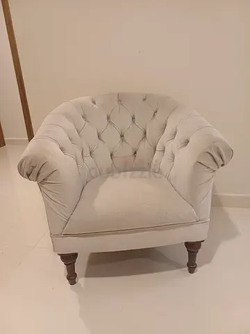 Grey Tufted Chesterfield Armchair