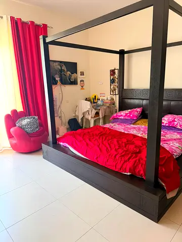 King Size Four-Poster Wooden Bed Frame - Dark Finish