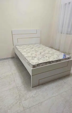 Double white bed frame with mattress - good condition