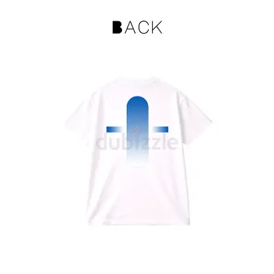 Ocean Stripes: White Graphic T-Shirt with Blue Gradient Back Print - Unisex