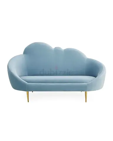 Light Blue Velvet Cloud-Shaped Sofa, 2-Seater