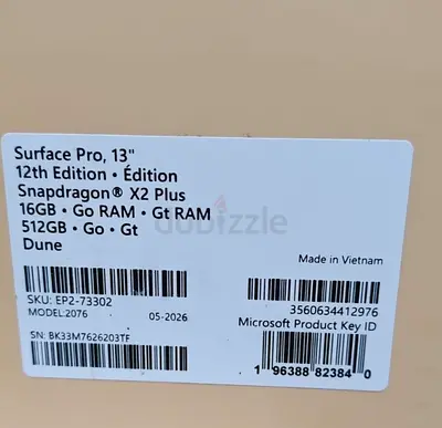 Microsoft Surface Pro 13 (12th Gen) - 16GB RAM, 512GB SSD, Snapdragon X2 Plus - Dune