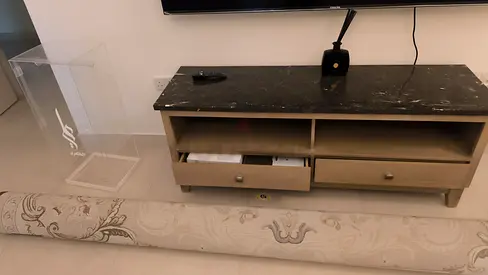 High quality Wooden TV Unit / Media Console with Marble Top – Good Condition