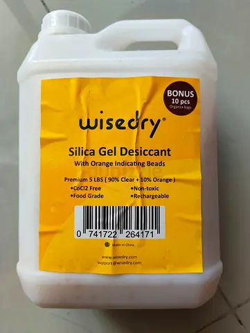 Wisedry Silica Gel Desiccant 5 lbs (Rechargeable) - Food Grade, Orange Indicating Beads -New-