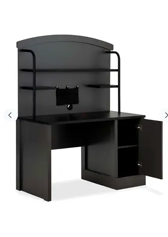 Black Home Office Study Desk with Hutch and Cabinet, Homes r Us