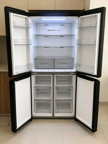 Free Delivery- Hisense Black Glass 4-Door Fridge With Bottom Freezer Latest Model